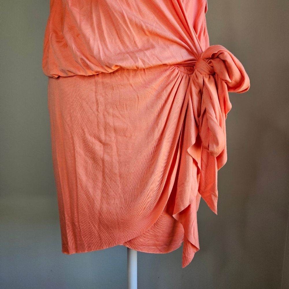 Bailey 44 New Dimension Coral Wrap Mini Dress Womens Small Ruffle Tie Summer NWT - Picture 5 of 7
